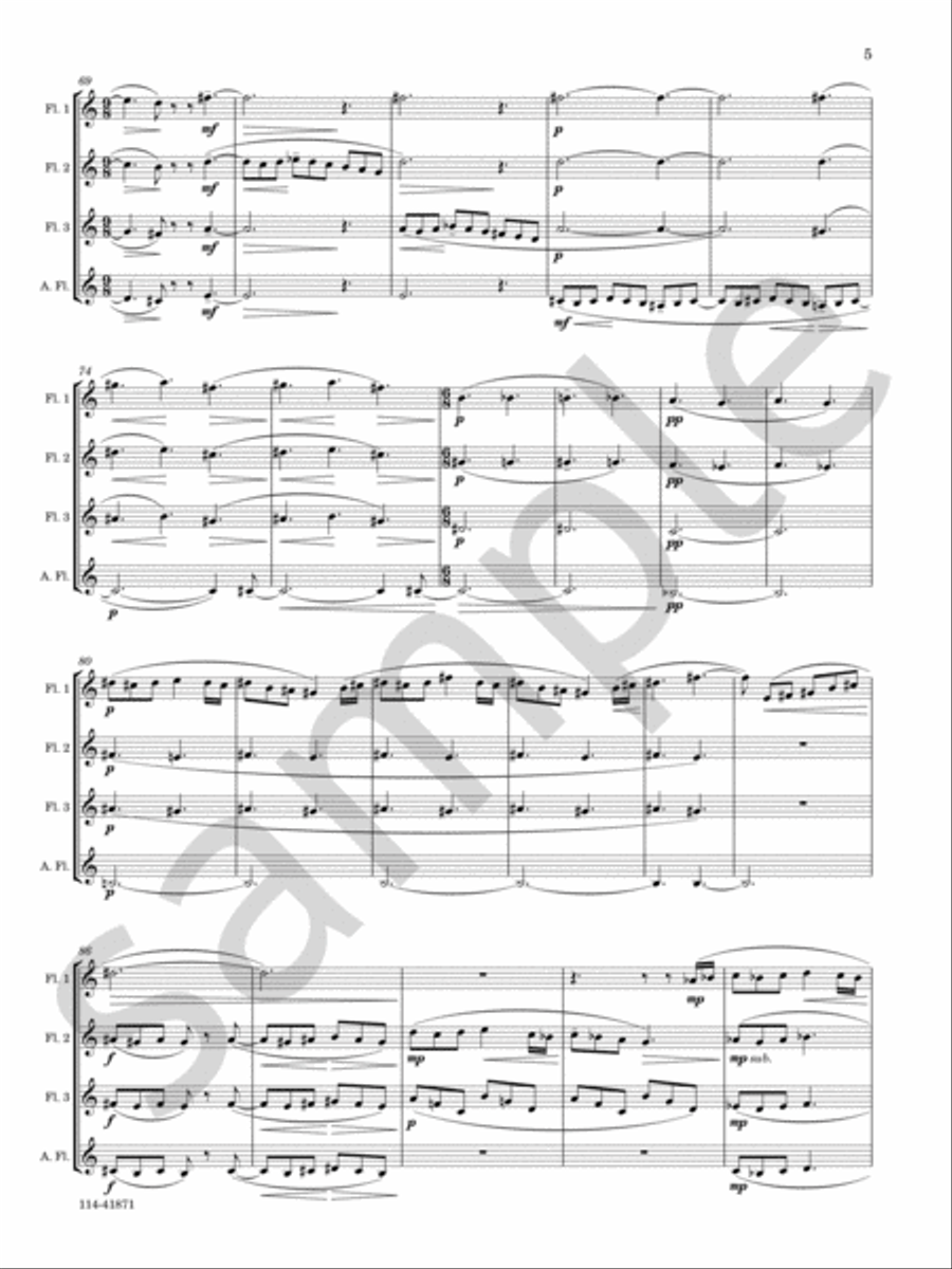 Celestial Bodies Flute Quartet scores gallery preview page 6