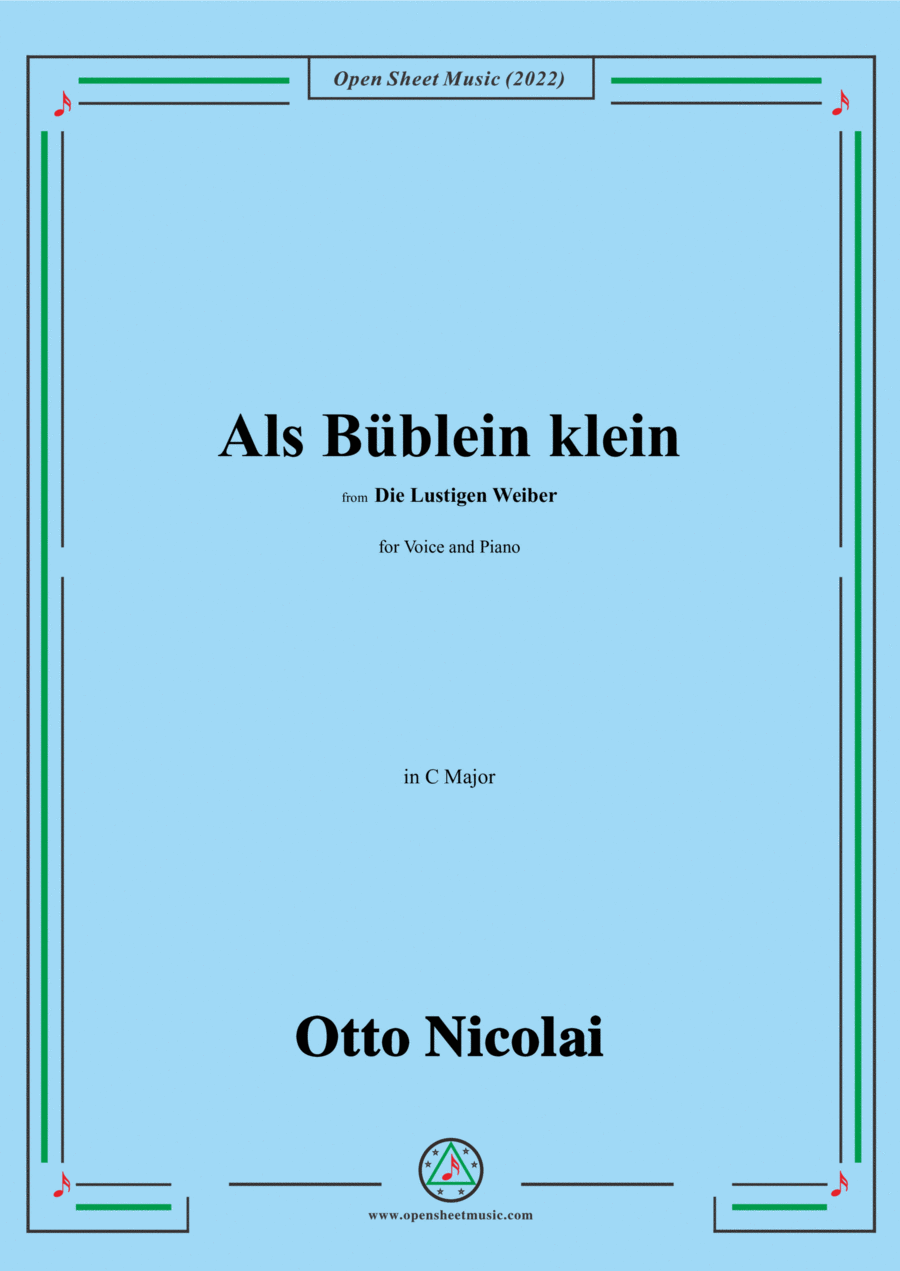 Nicolai-Als Bublein klein,in C Major,from Die Lustigen Weiber Voice scores gallery preview page 1
