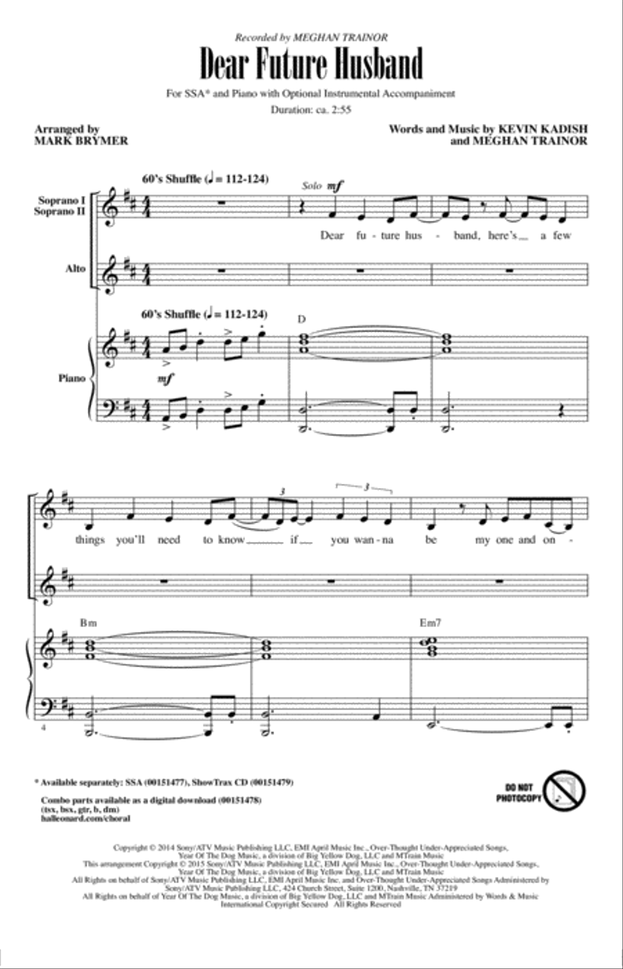 Dear Future Husband Dear Future Husband SSA scores gallery preview page 1