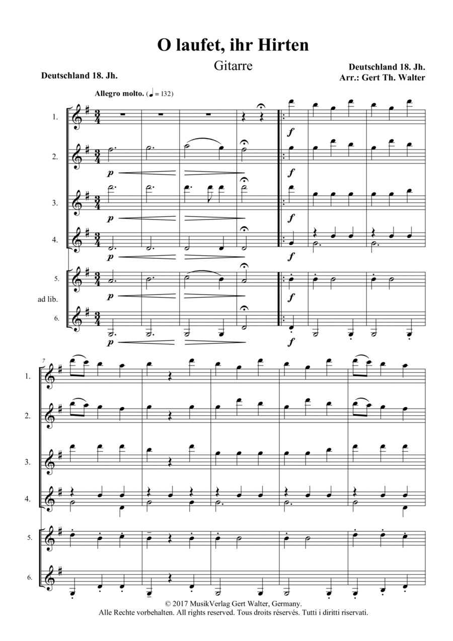 O Hurry, Ye Shepherds, And Run All At Once Guitar Ensemble scores gallery preview page 1