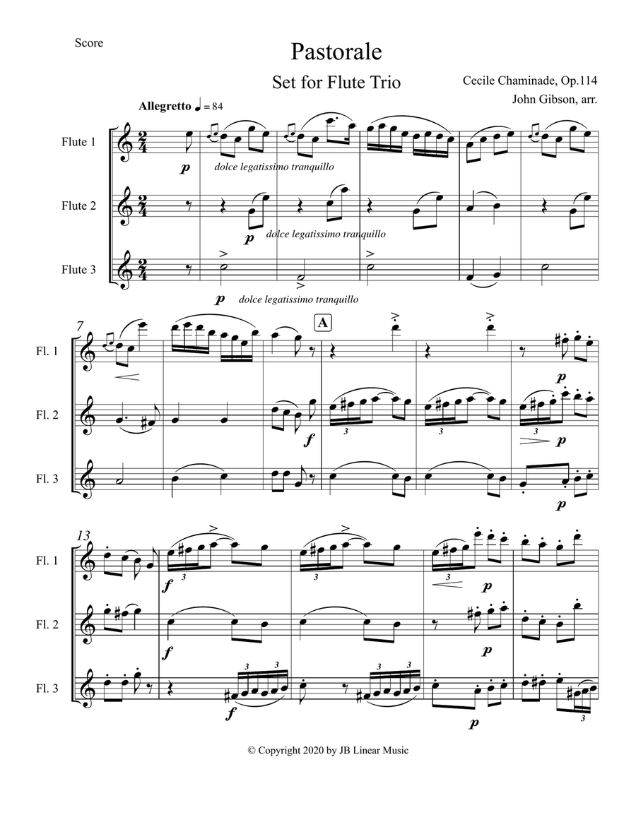 Cecile Chaminade - Pastorale set for Flute Trio Flute Trio scores gallery preview page 2