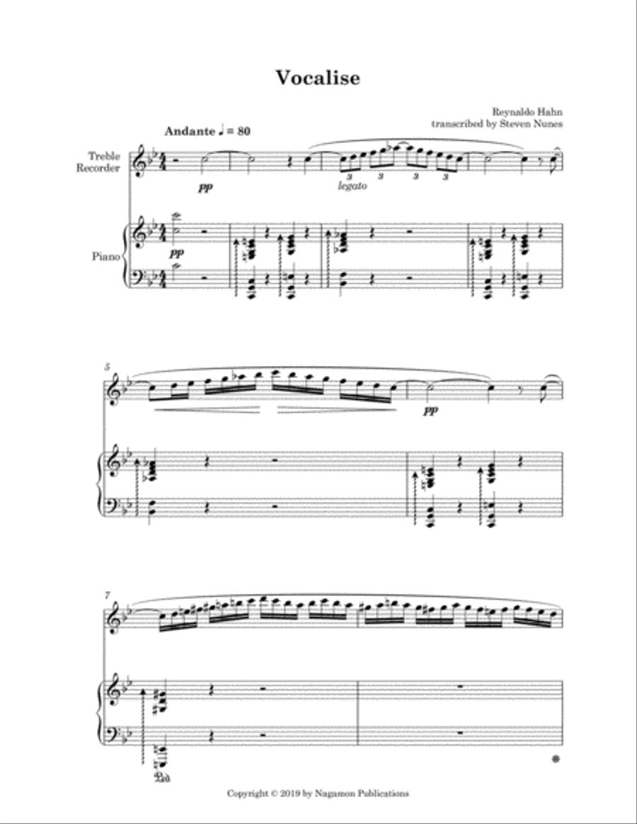 Vocalise Alto Recorder scores gallery preview page 1