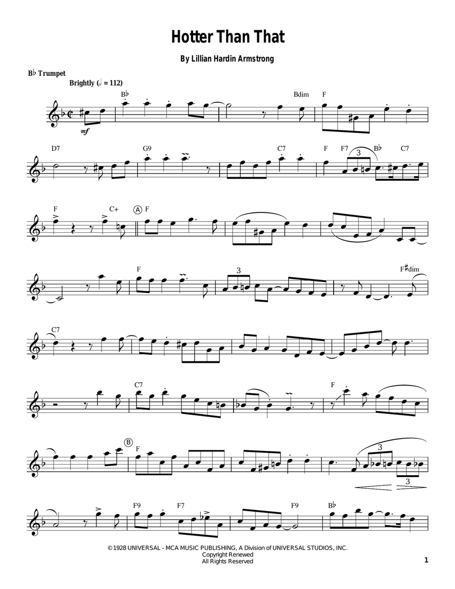 Hotter Than That Trumpet scores gallery preview page 1