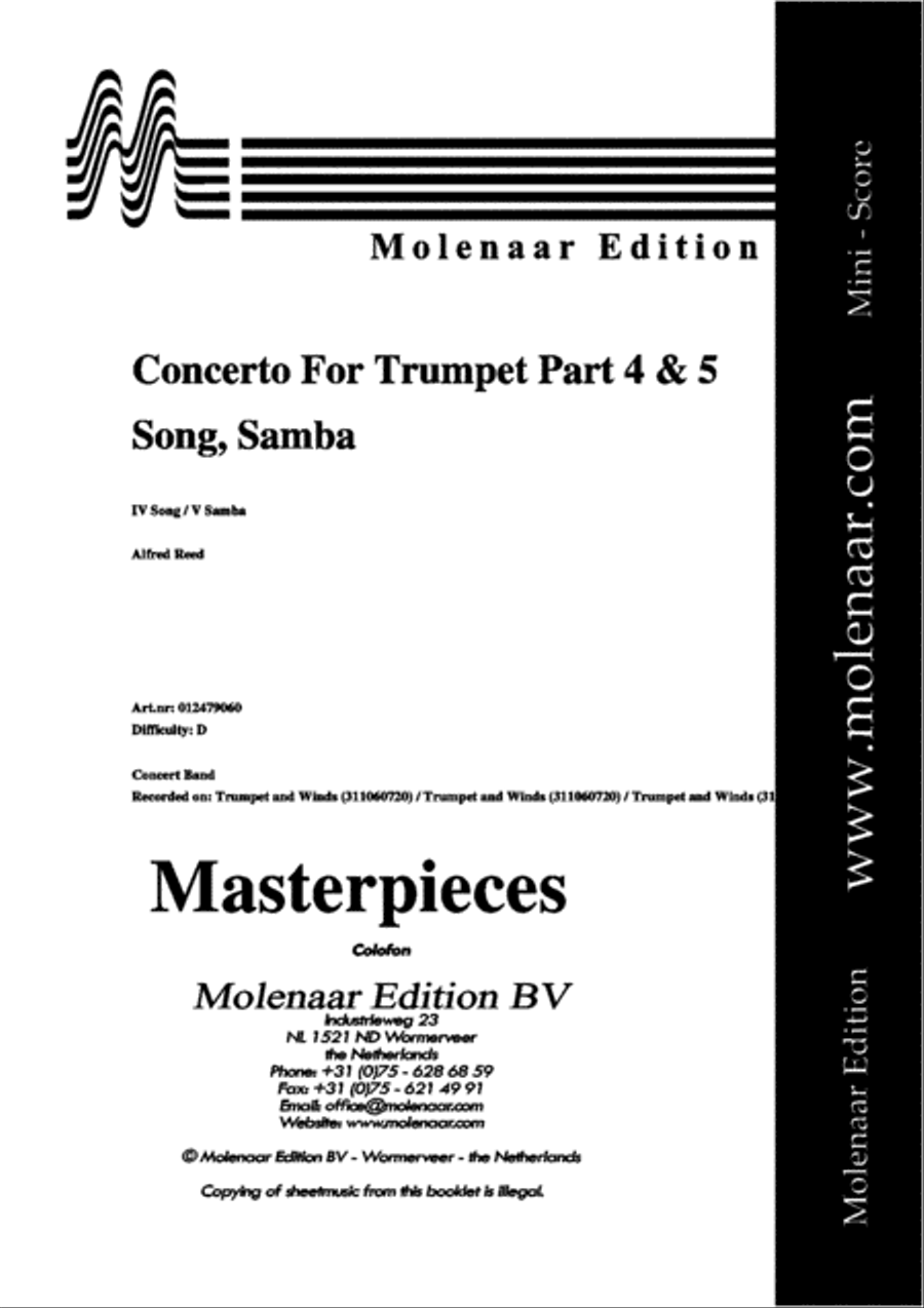 Concerto for Trumpet part 4 and 5 Concert Band scores gallery preview page 2