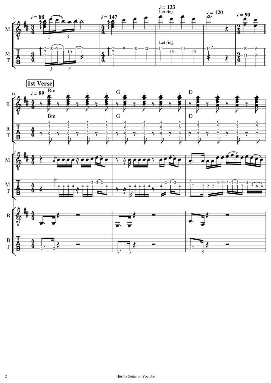 Despacito Guitar Tablature scores gallery preview page 2