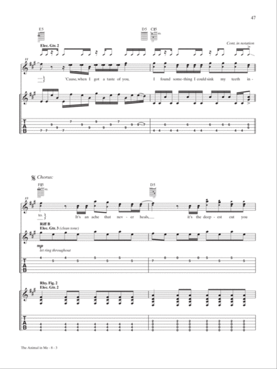 The Animal In Me Guitar Tablature scores gallery preview page 3