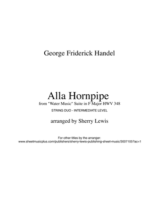 HORNPIPE from Water Music, String Duo, Intermediate Level for violin and cello