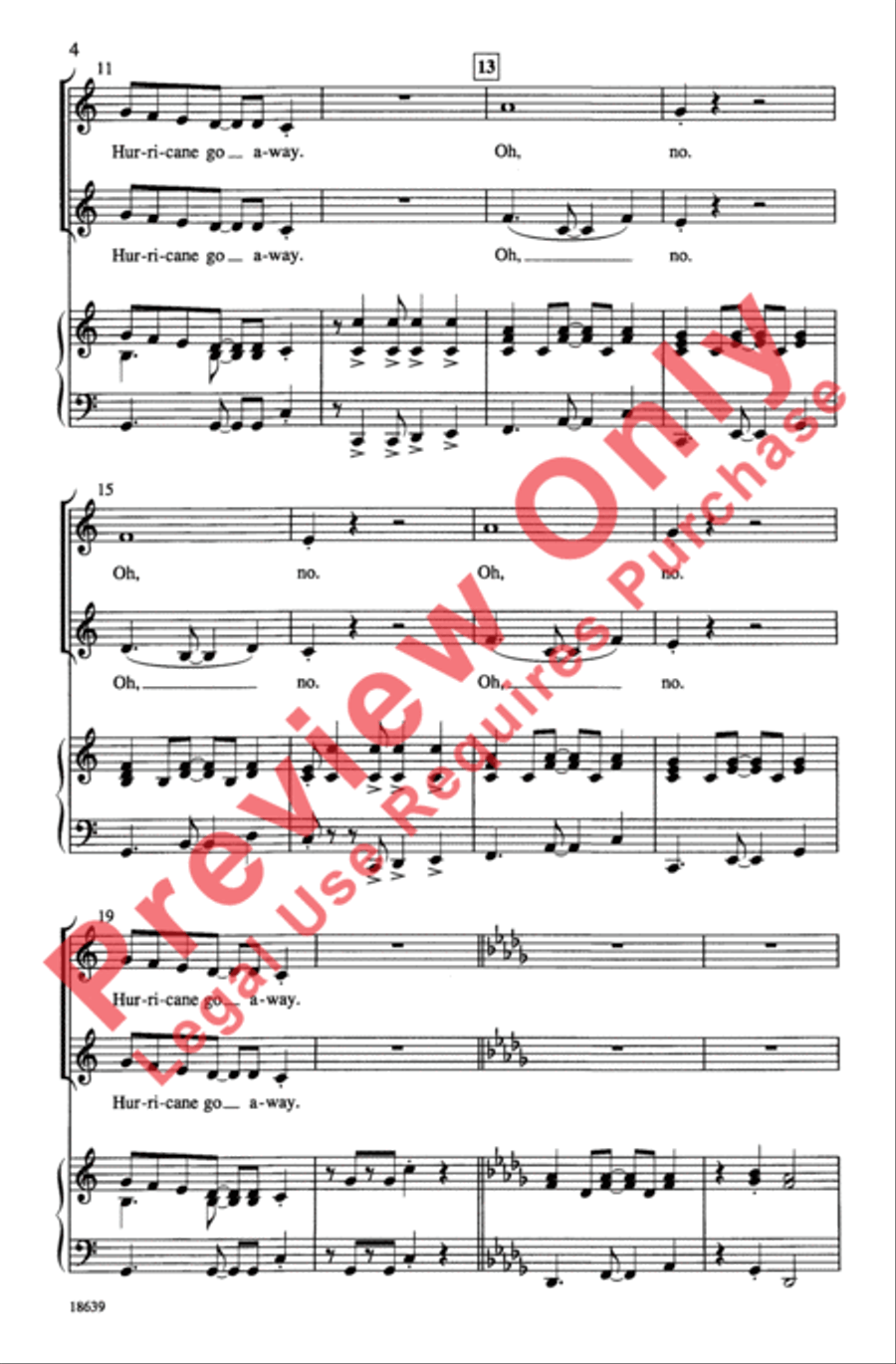 Hurricane Go Away Hurricane Go Away 2-Part scores gallery preview page 4