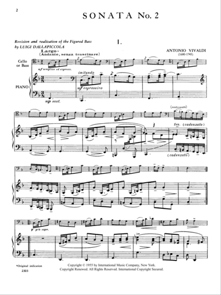 Sonata No. 2 In F Major, Rv 41 Double Bass scores gallery preview page 2