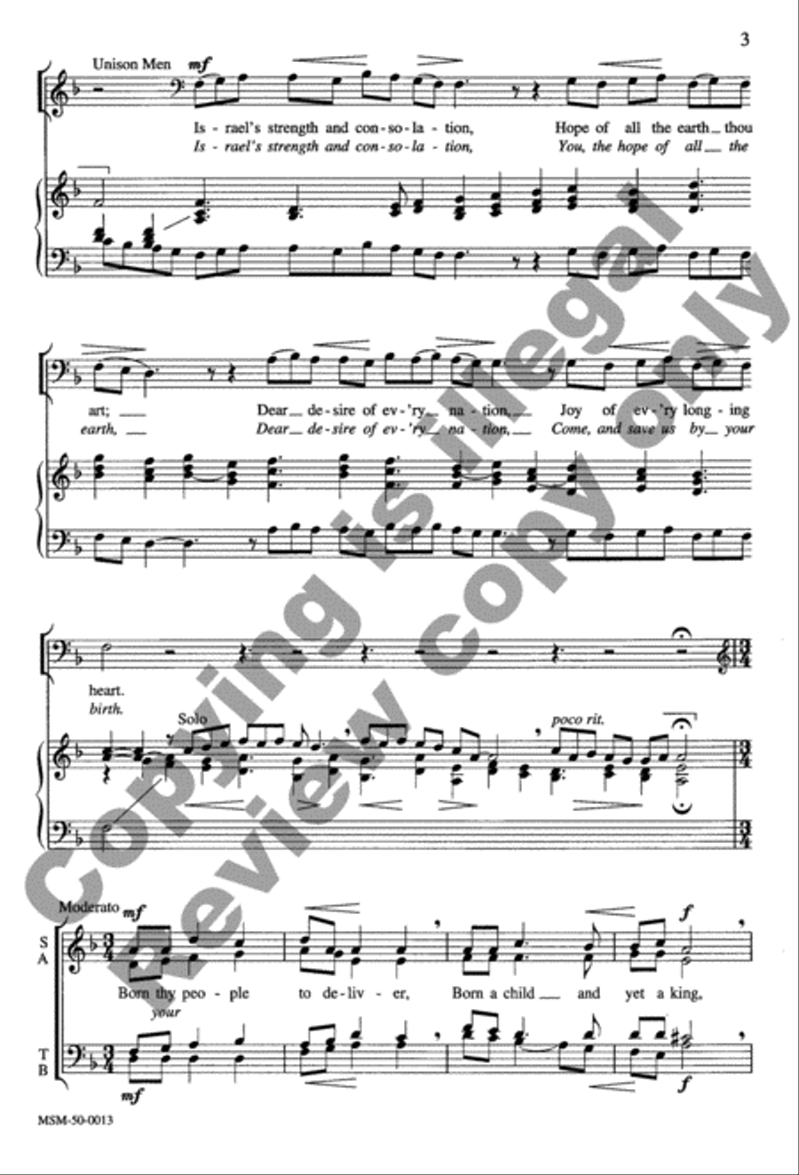 Come, Thou Long-Expected Jesus 4-Part scores gallery preview page 4