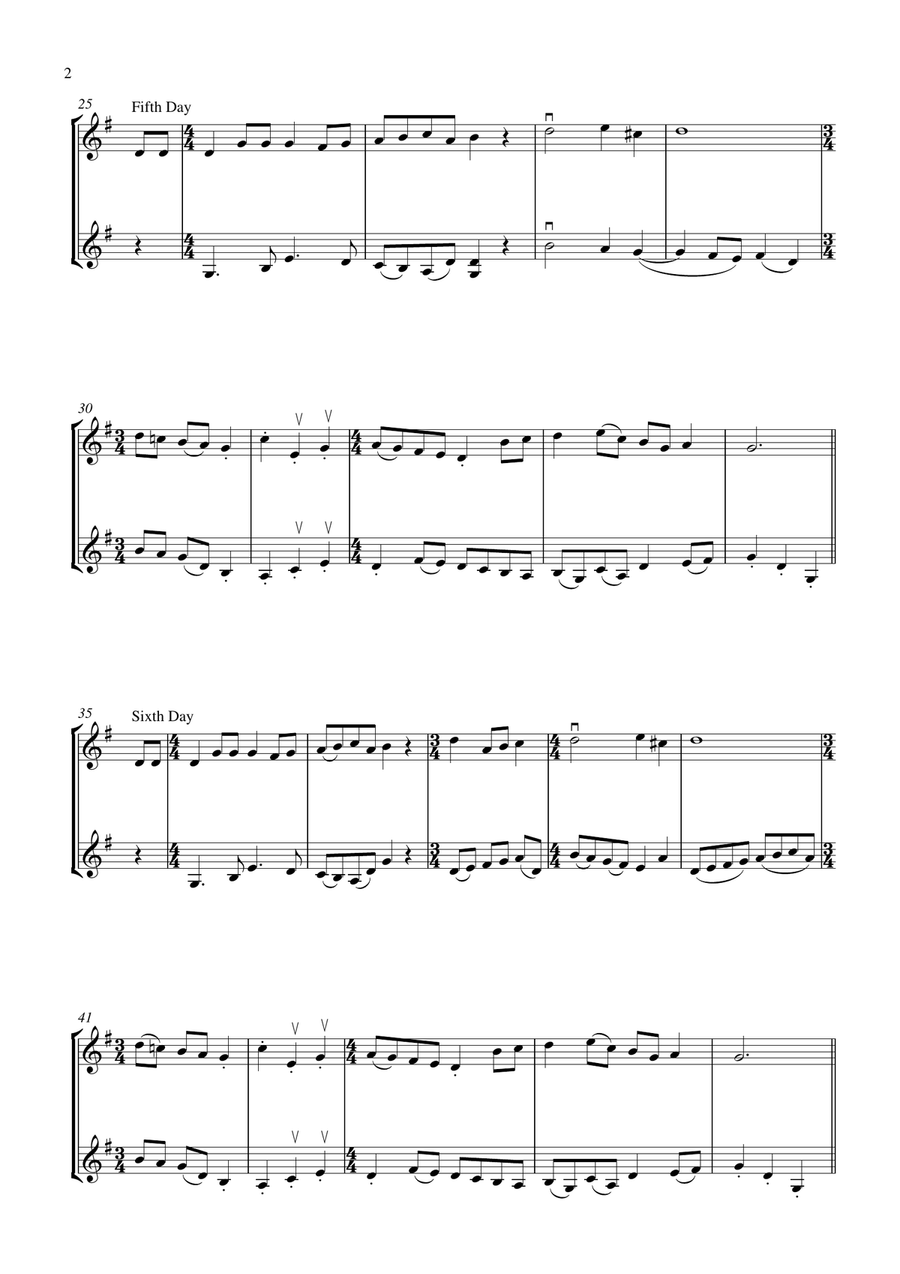 The Twelve Days Of Christmas (for violin duet, suitable for grade 2-6) String Duet scores gallery preview page 2