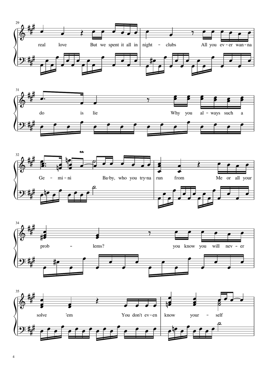 Selfish Piano Solo scores gallery preview page 4