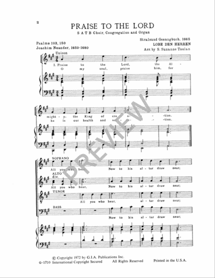 Praise to the Lord Praise to the Lord 4-Part scores gallery preview page 3
