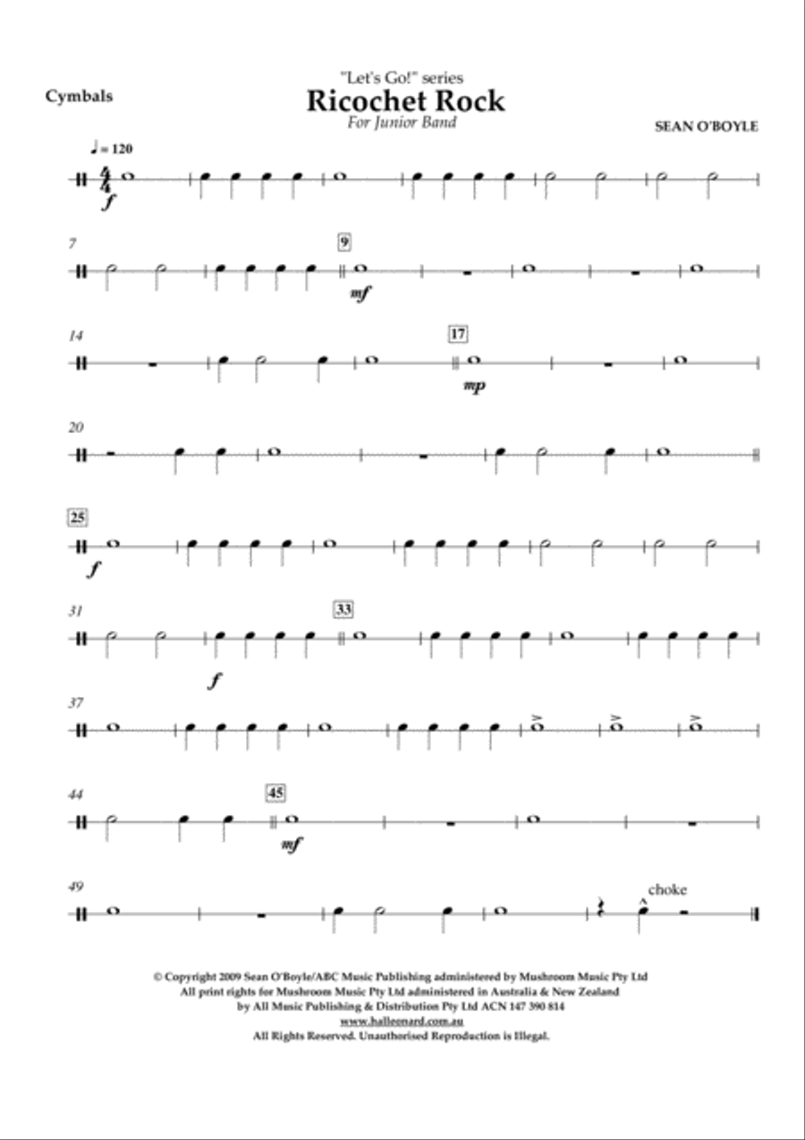 Ricochet Rock - Cymbals Ricochet Rock - Cymbals Concert Band scores gallery preview page 1