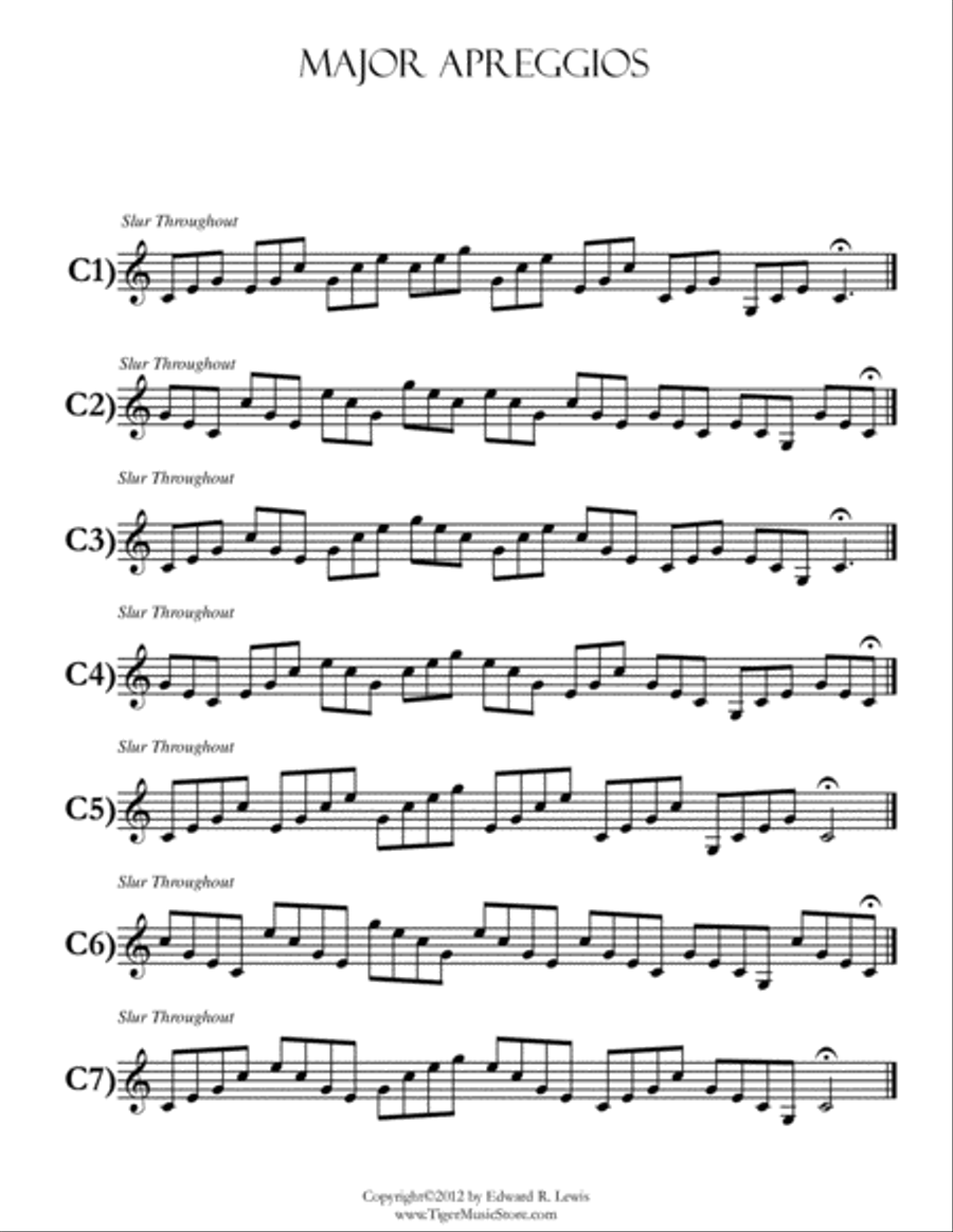 Trumpet Player Major Arpeggios by Eddie Lewis Trumpet Solo scores gallery preview page 3