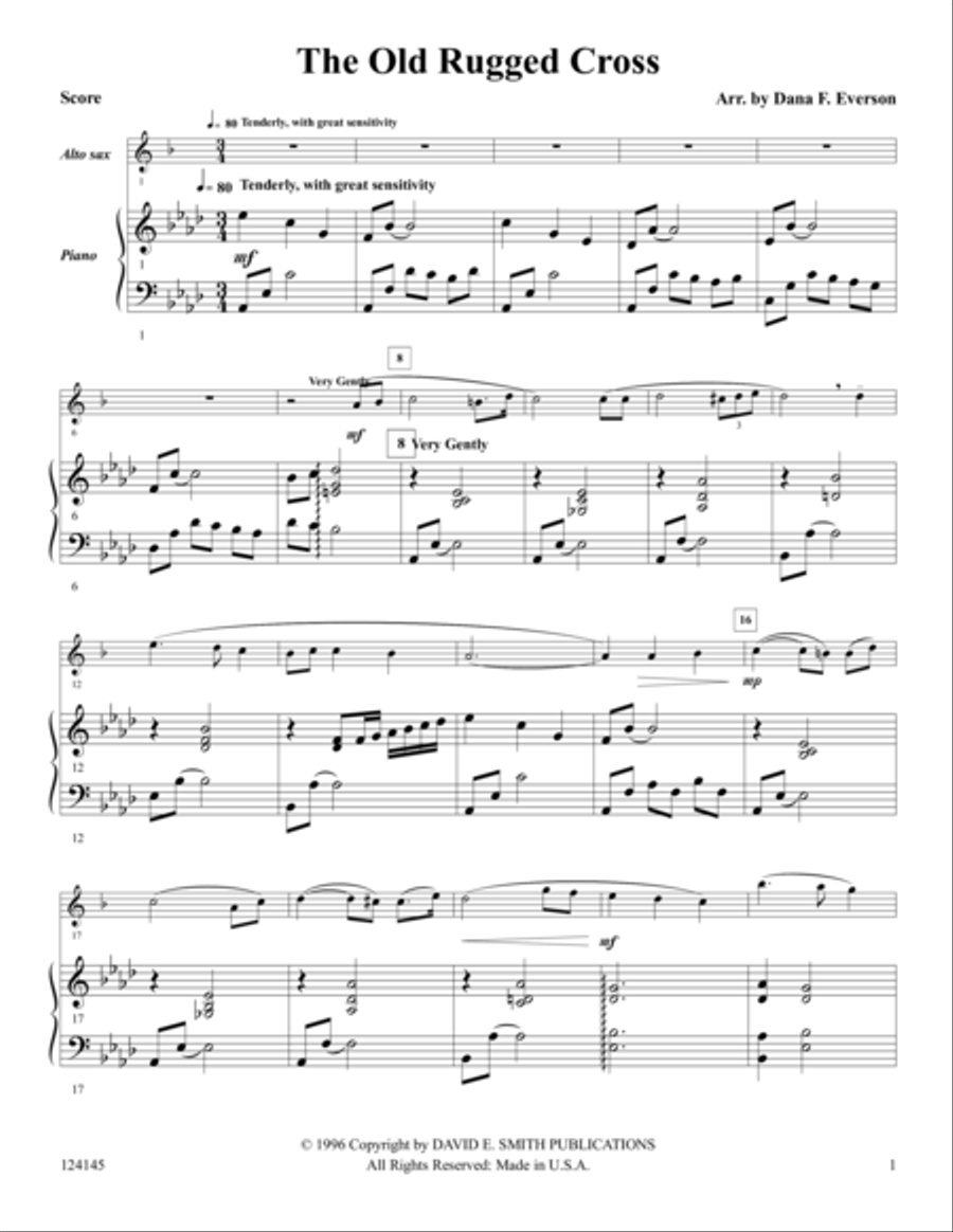 The Old Rugged Cross Alto Saxophone scores gallery preview page 1