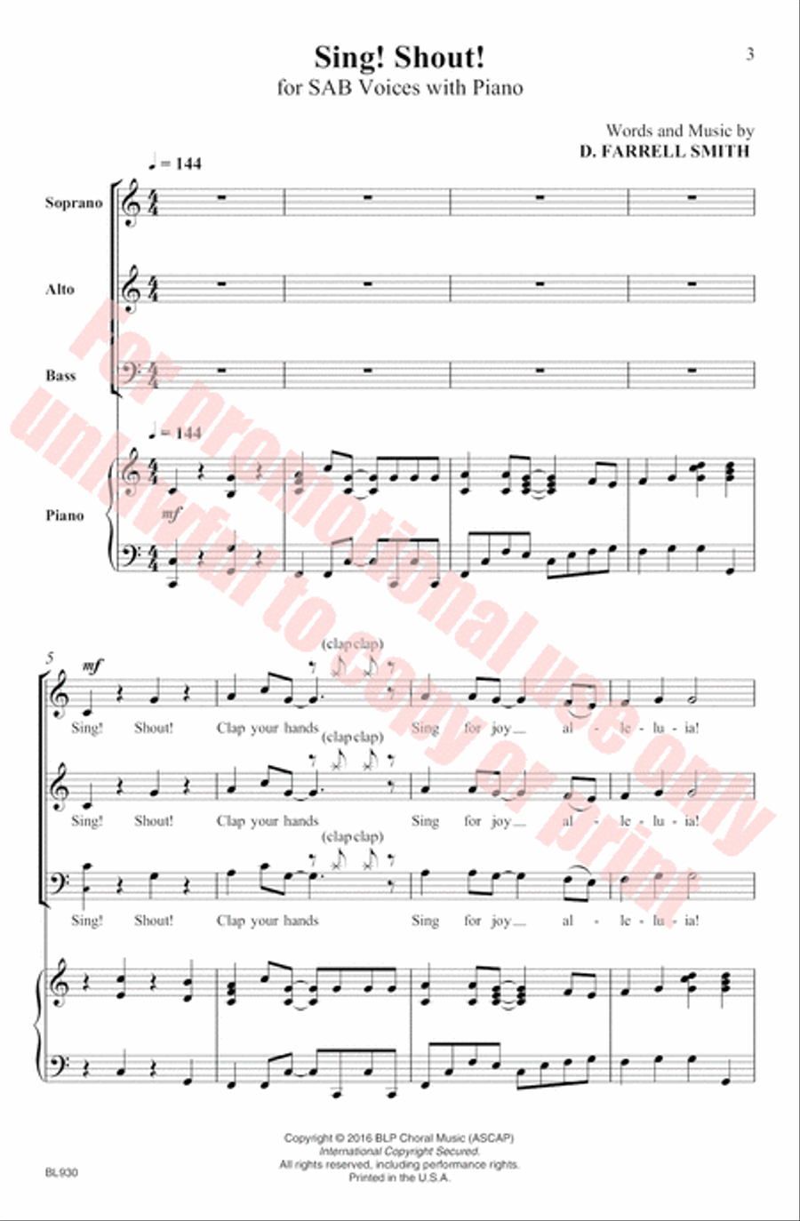Sing! Shout! 3-Part scores gallery preview page 4