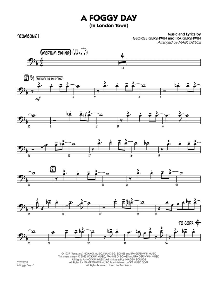 A Foggy Day (In London Town) - Trombone 1 Trombone scores gallery preview page 1