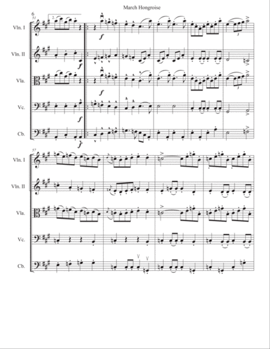 Hungarian (Rakoczi) March for String Orchestra String Quartet scores gallery preview page 6