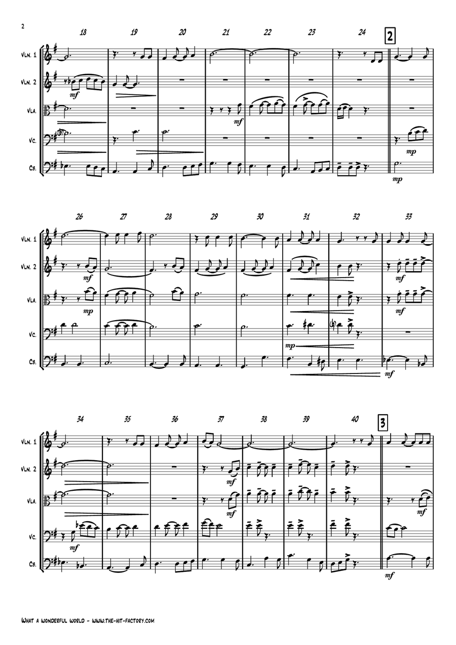 What A Wonderful World String Quartet scores gallery preview page 2