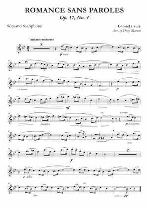 Romances Sans Paroles Op. 17, No. 3 for Soprano Saxophone and Piano