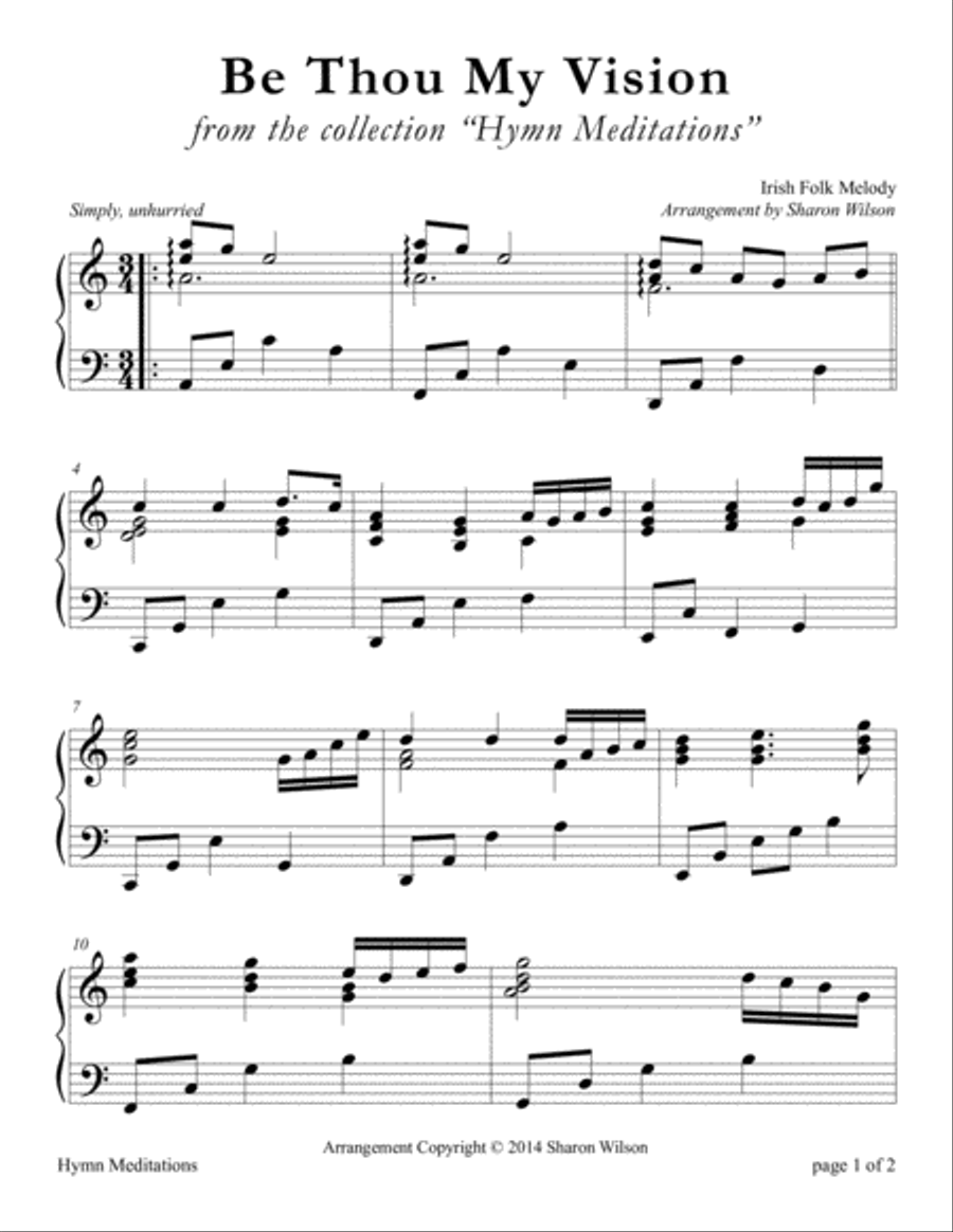 Be Thou My Vision (LARGE PRINT Piano Solo) Piano Solo scores gallery preview page 1