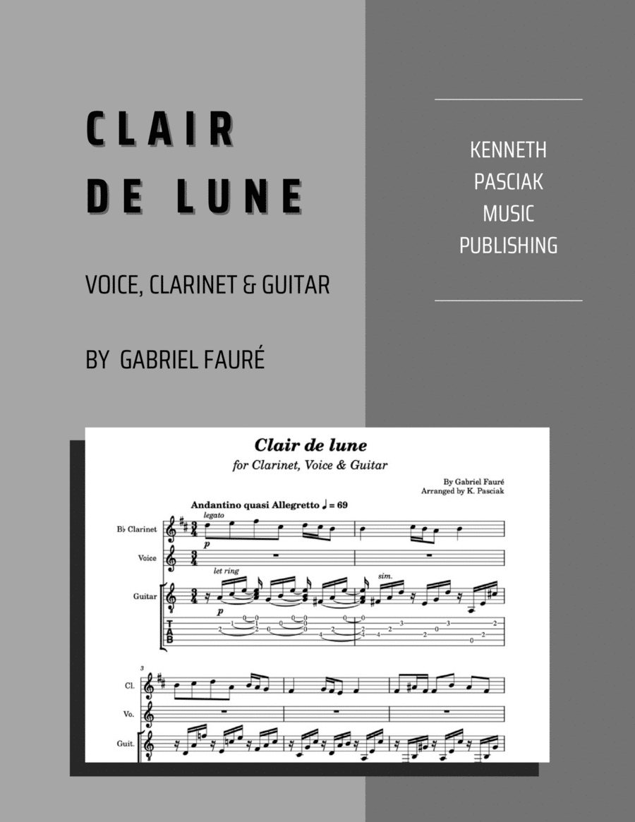 Clair de Lune (for Clarinet, Voice & Guitar) image number null