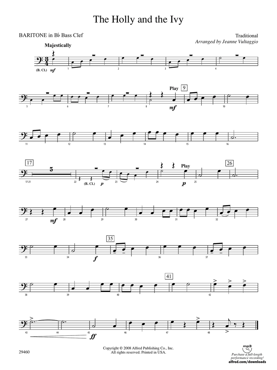 The Holly and the Ivy: (World Part) B-flat Baritone B.C.