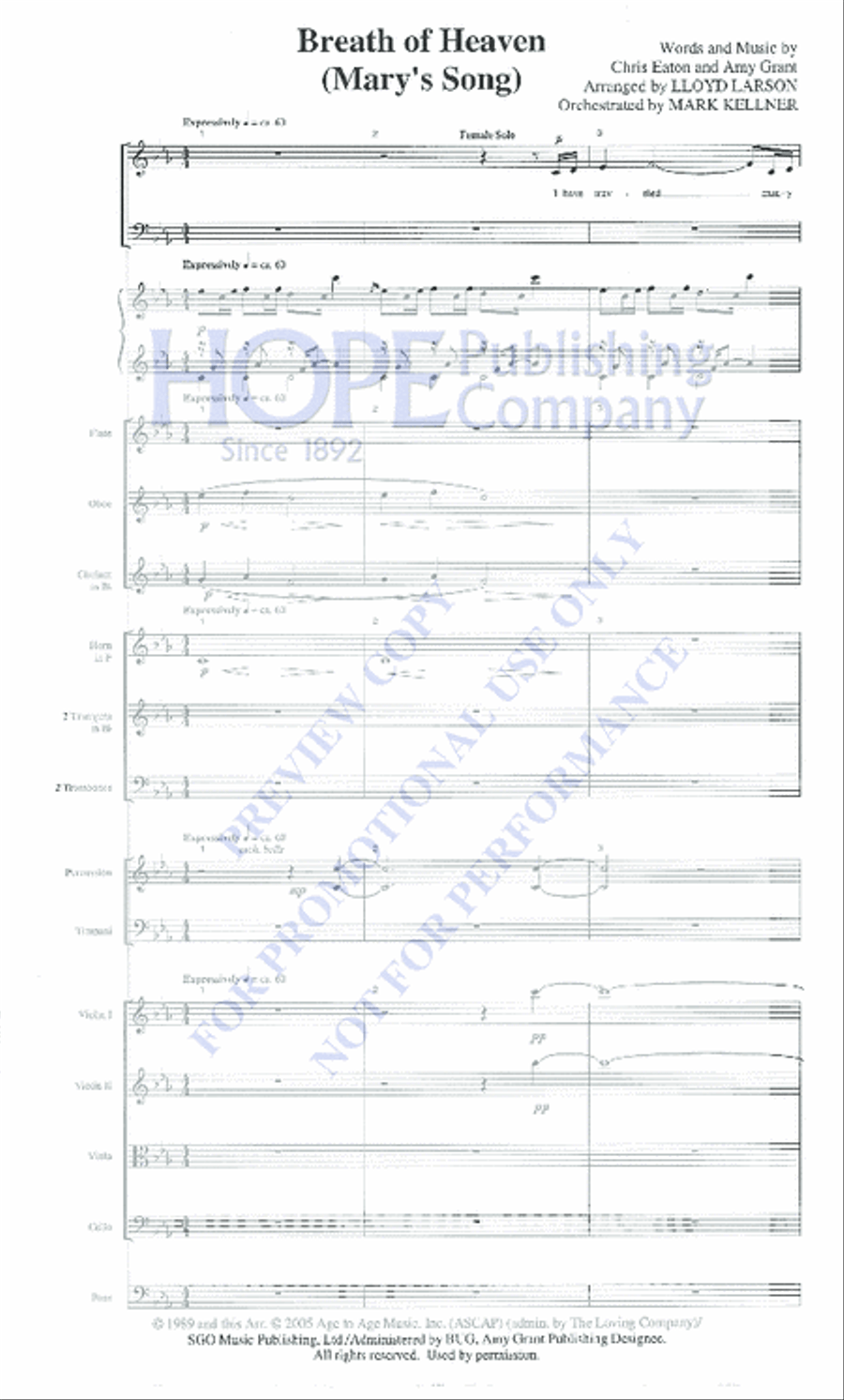 Breath of Heaven (Mary's Song) Orchestra scores gallery preview page 2