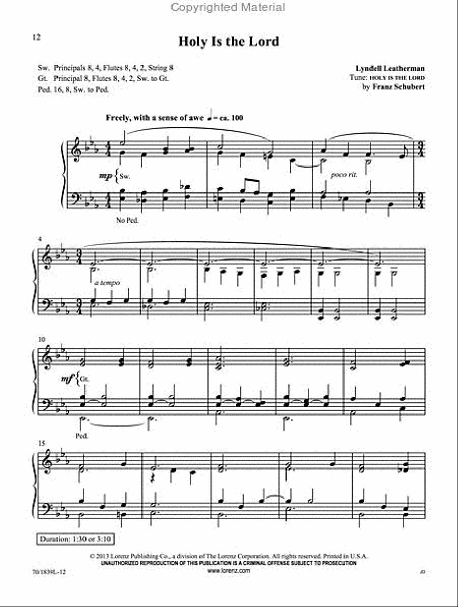 Holy Is the Lord Holy Is the Lord Organ Solo scores gallery preview page 4