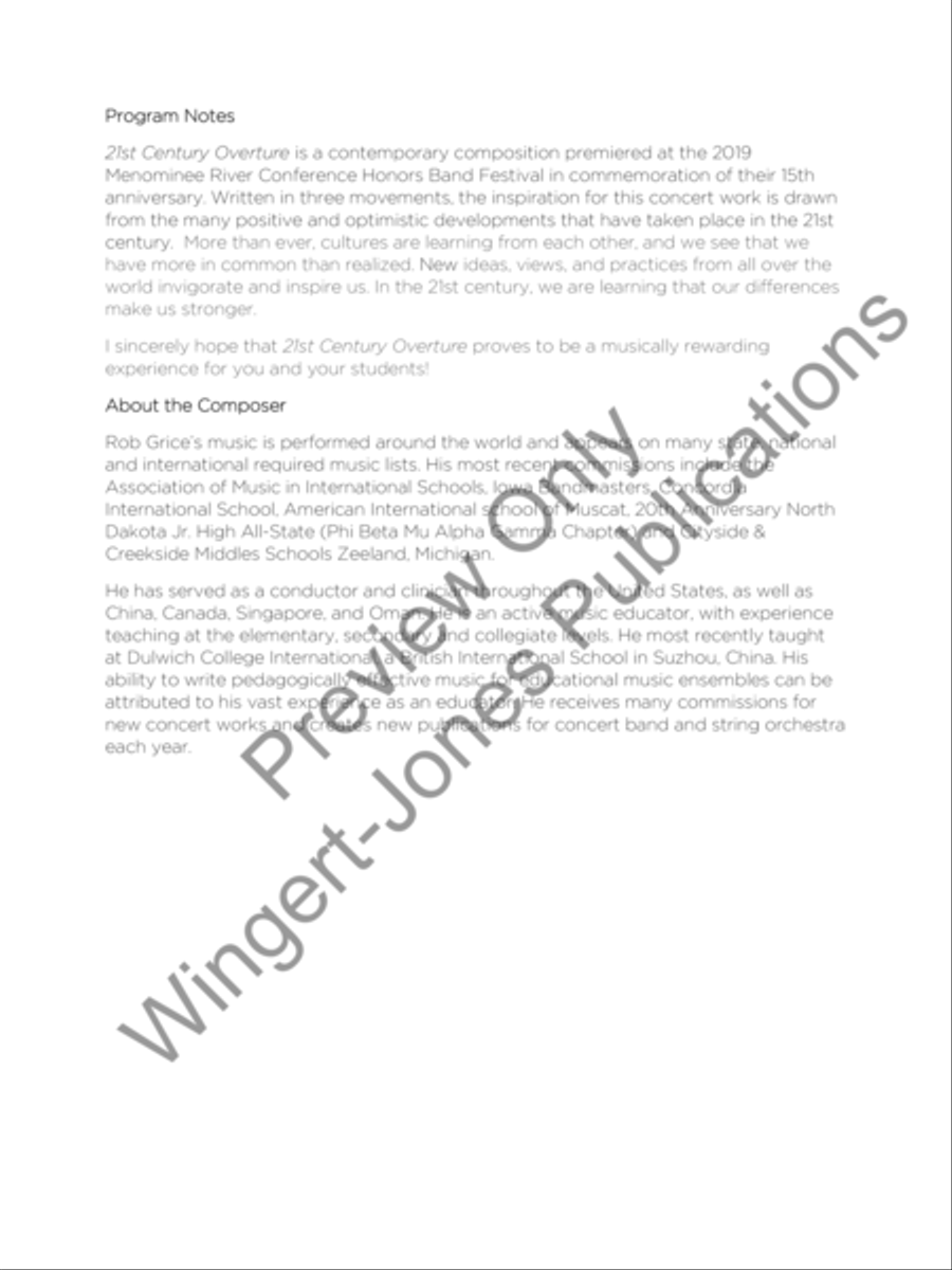 21st Century Overture 21st Century Overture Concert Band scores gallery preview page 3