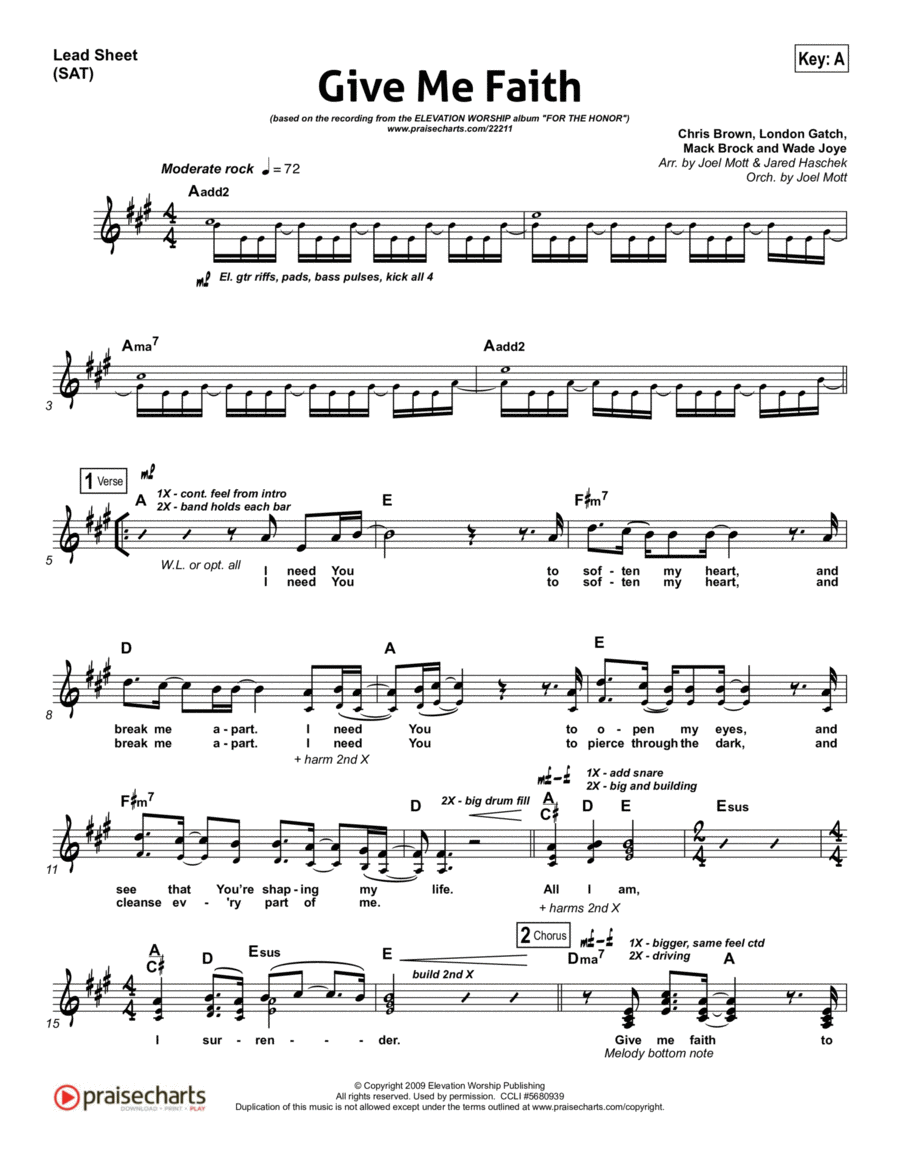 Give Me Faith Give Me Faith Piano scores gallery preview page 1