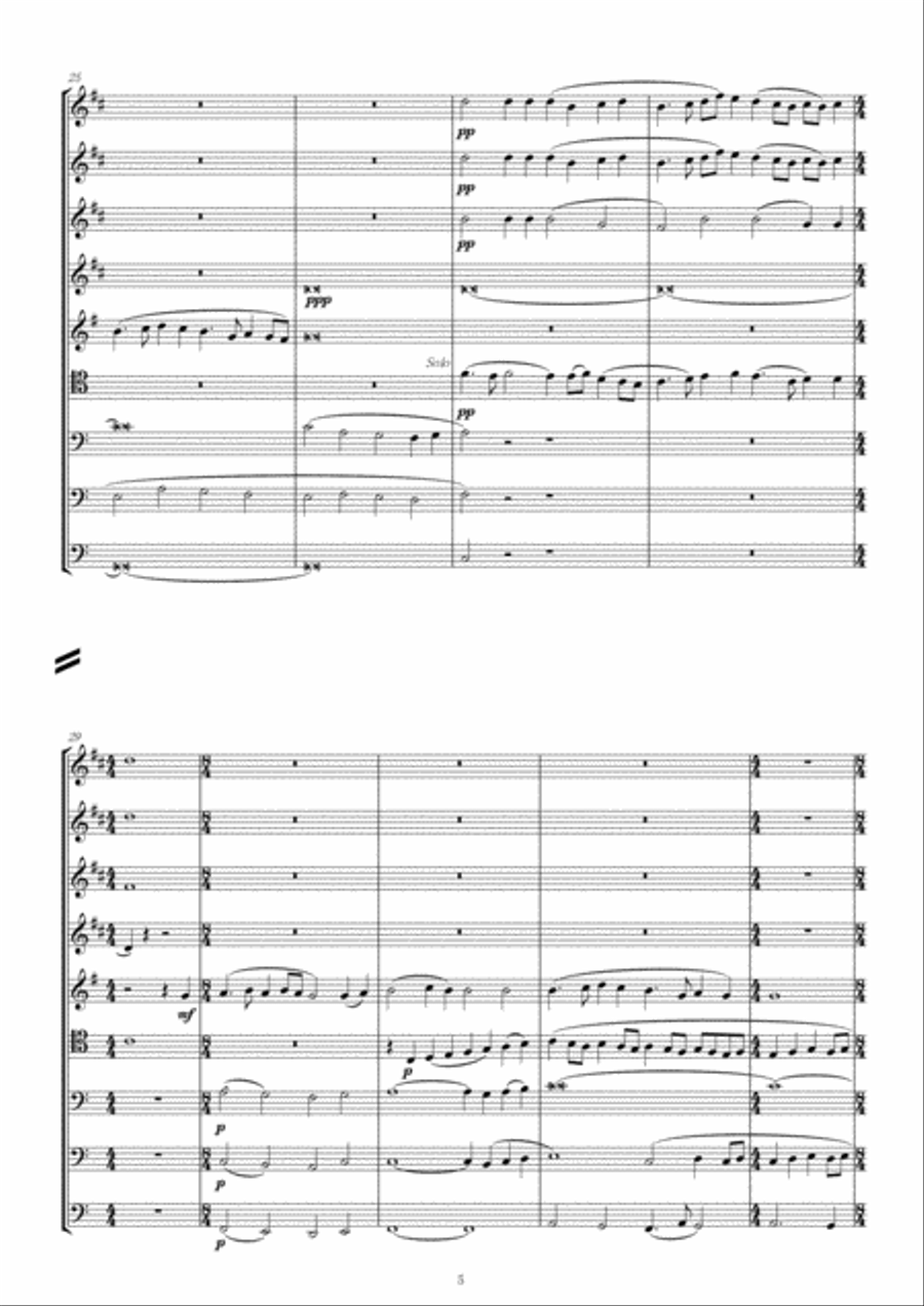 Rachmaninov:Praise The Lord, O My Soul For Brass Nonet, from All Night Vigil (Vespers) 2nd movement Brass Ensemble scores gallery preview page 5