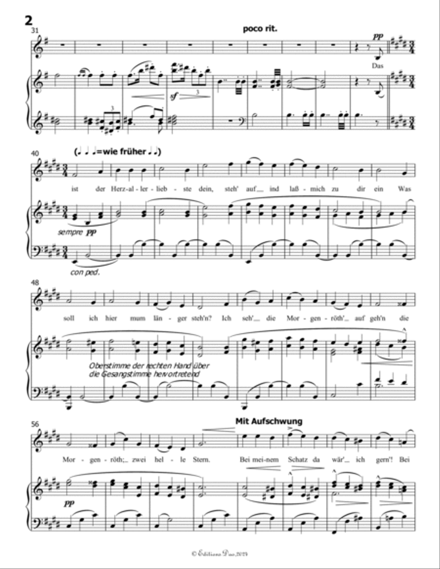 Wo die schönen Trompeten blasen, by Mahler, in e minor Piano, Vocal scores gallery preview page 4
