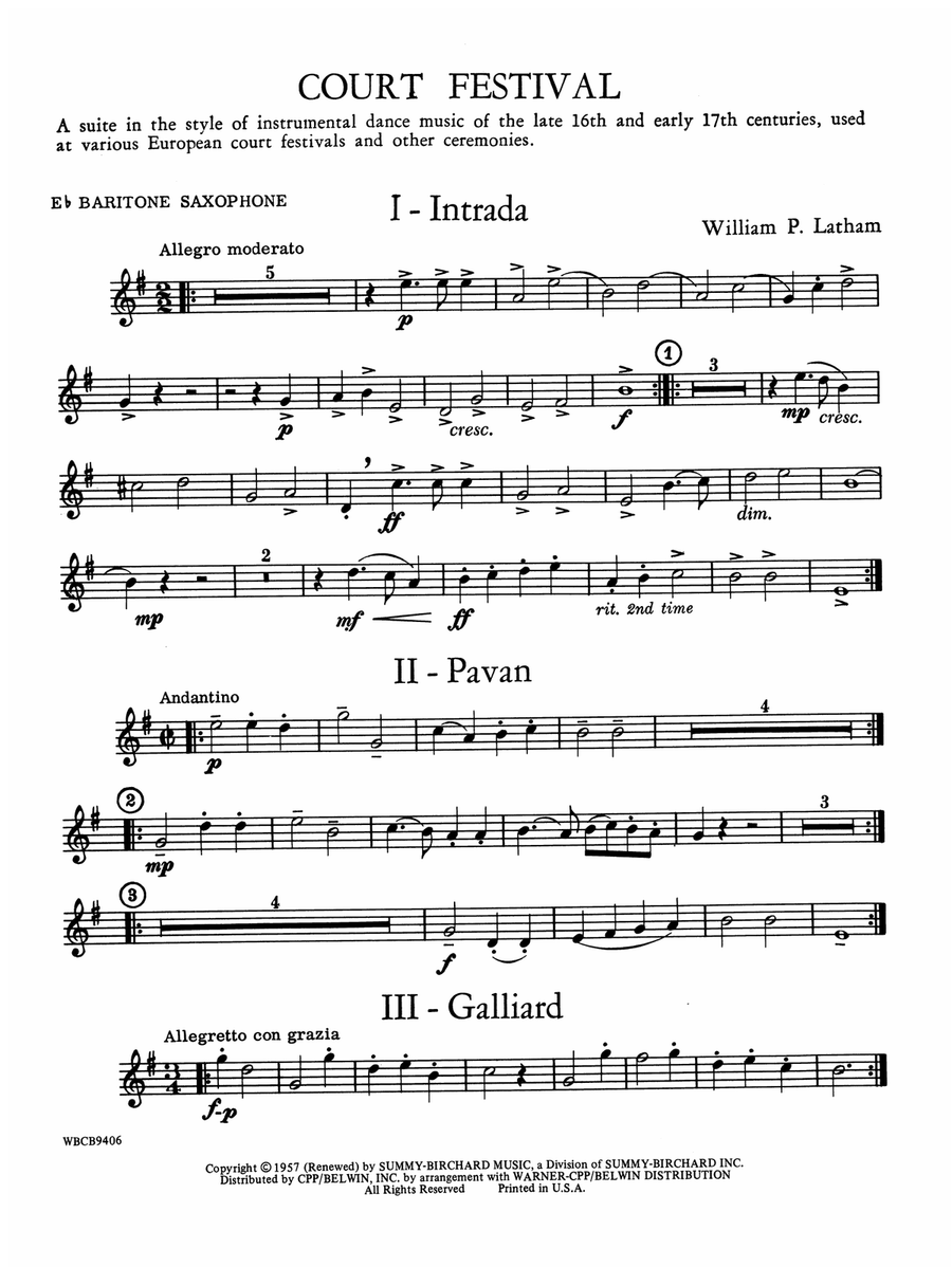 Court Festival (Suite for Concert Band): E-flat Baritone Saxophone