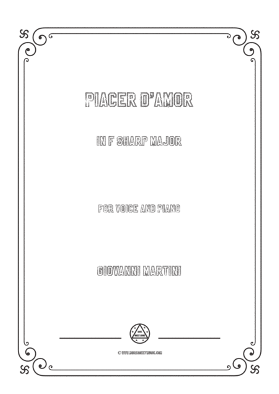 Giovanni-Piacer d'amor in F sharp Major,for Voice and Piano Voice Solo scores gallery preview page 1