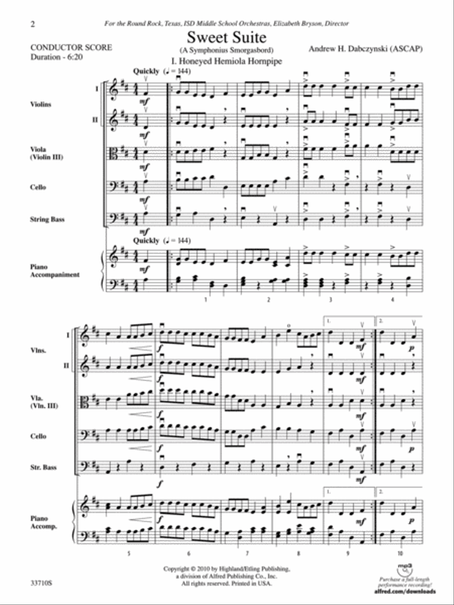 Sweet Suite String Orchestra scores gallery preview page 2