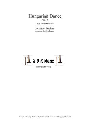 Book cover for Hungarian Dance No.5 for Violin Quartet
