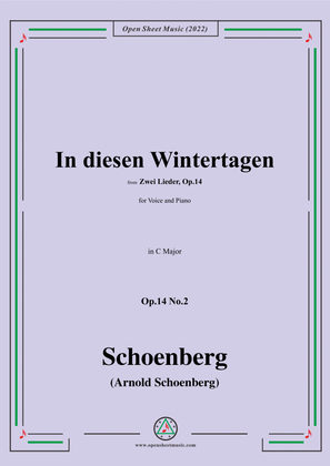 Book cover for Schoenberg-In diesen Wintertagen,in C Major,Op.14 No.2