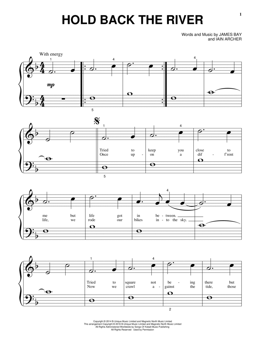 Hold Back The River Piano Solo scores gallery preview page 1