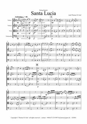 Santa Lucia - Italian Folk Song - Here in the twighlight - String Quartet