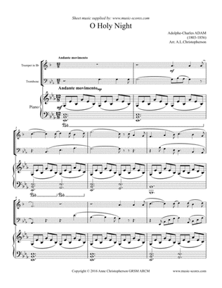 Cantique de Noel; O Holy Night - Trumpet, Trombone, Piano - Eb