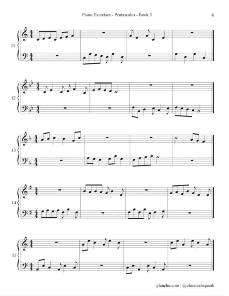 Beginner Sight Reading Pentascale Book 3 - Beginner Piano Exercises (One Hand at a Time) Piano Method scores gallery preview page 5