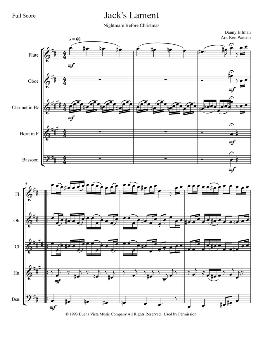 Jack's Lament Woodwind Quintet scores gallery preview page 2