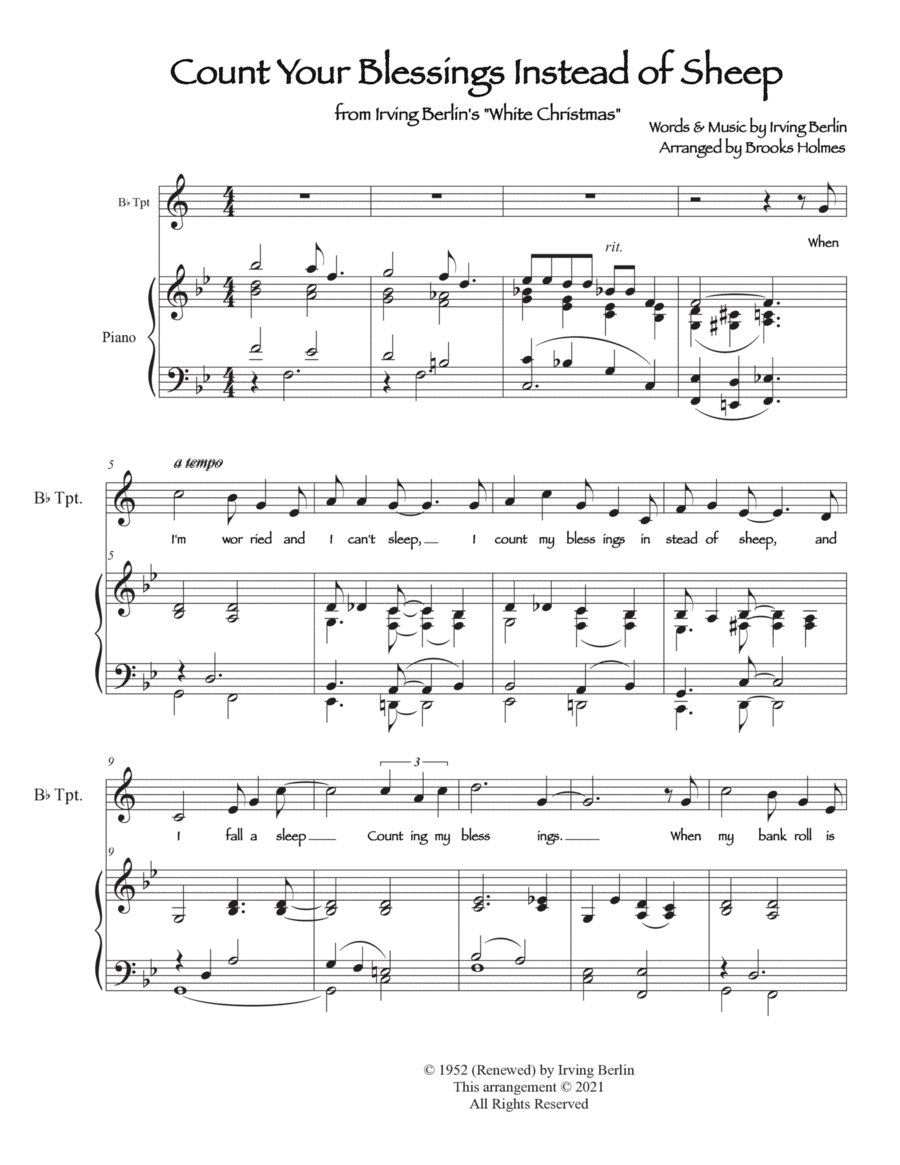 Count Your Blessings Instead Of Sheep Trumpet Solo scores gallery preview page 1