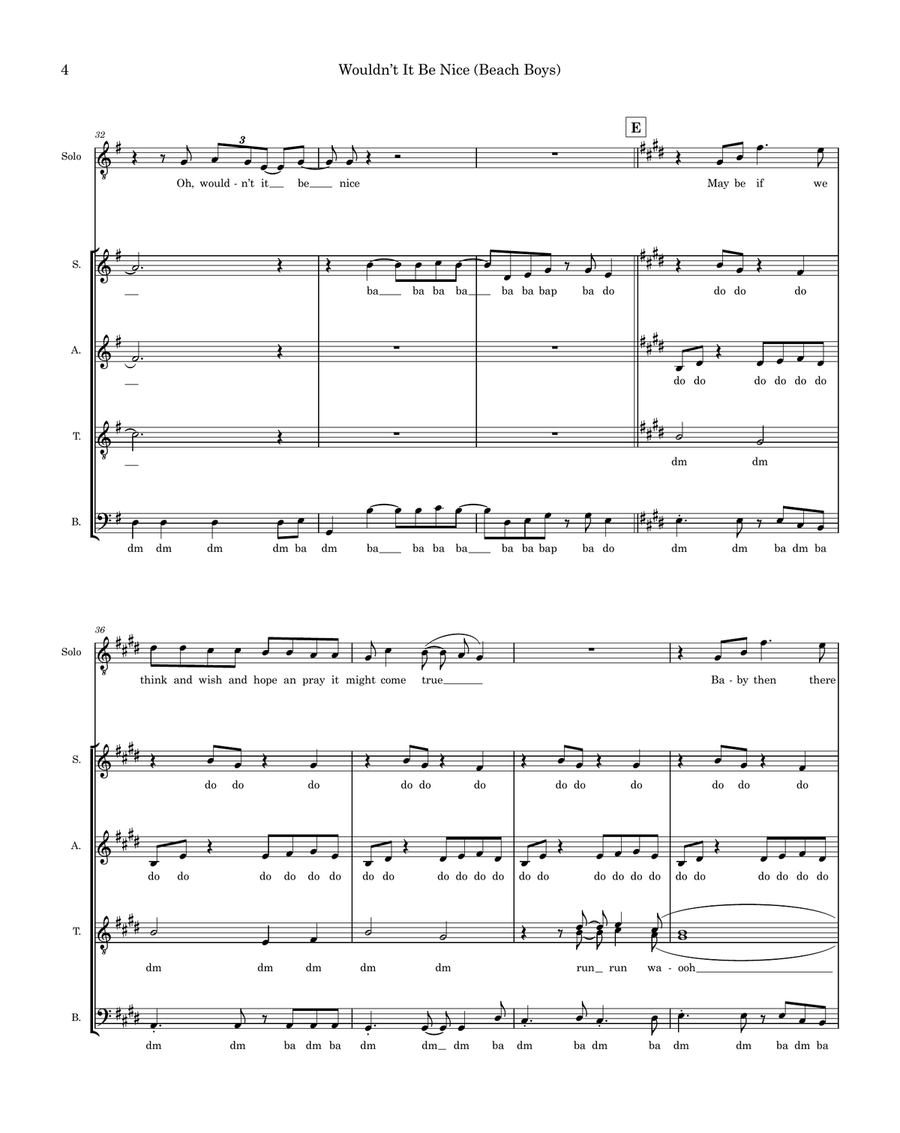 Wouldn't It Be Nice Wouldn't It Be Nice 4-Part scores gallery preview page 4