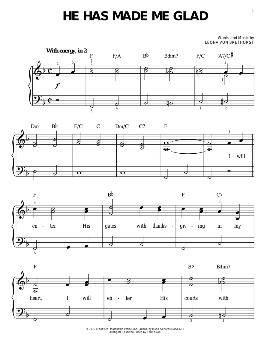 He Has Made Me Glad Voice scores gallery preview page 1