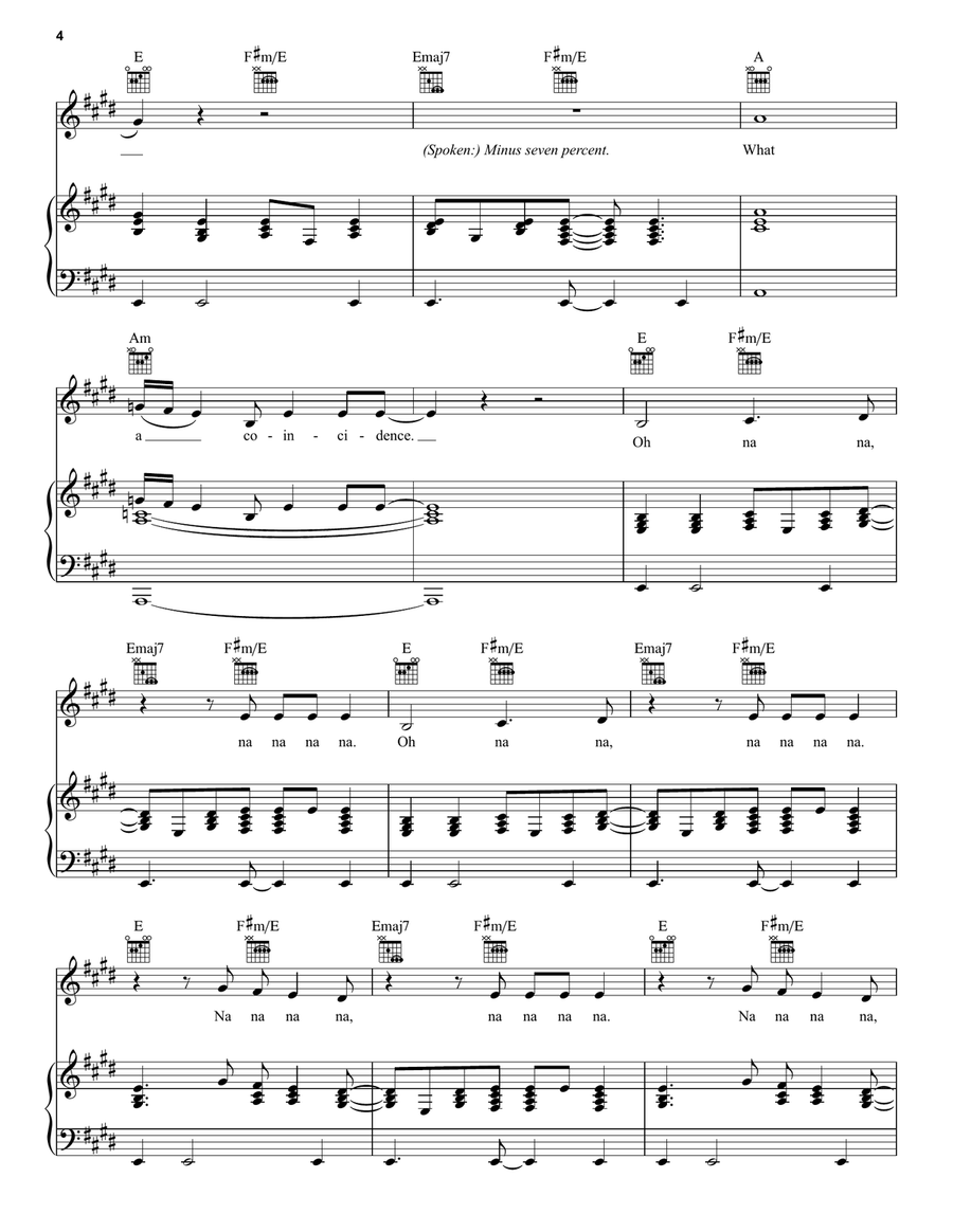 Coincidence Piano, Vocal, Guitar scores gallery preview page 4