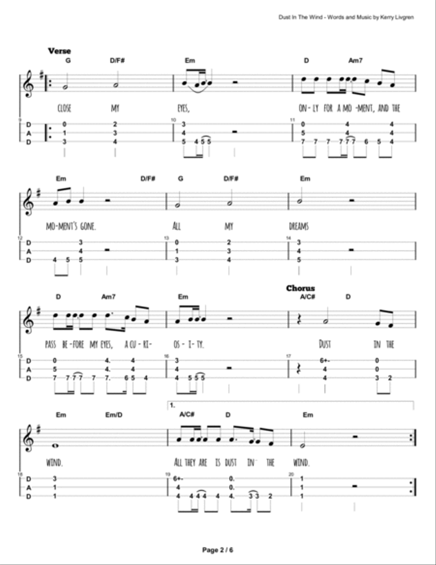Dust In The Wind Dulcimer scores gallery preview page 3