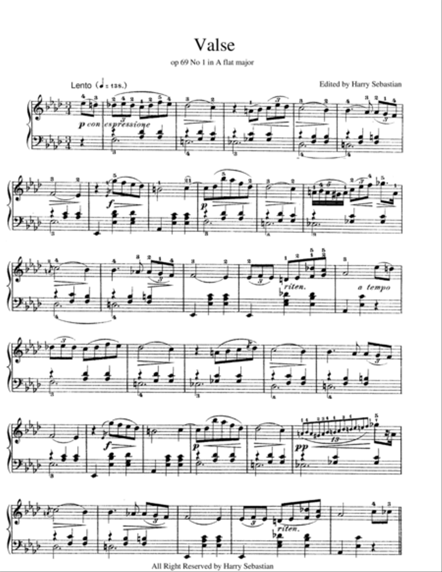 Chopin- Valse op 69 No 1 in A flat major Piano Solo scores gallery preview page 2